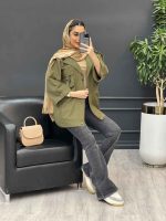 مانتو دو جیب پاکتی سگک دار کد 4518 - تصویر 17