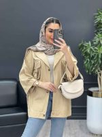 مانتو دو جیب پاکتی سگک دار کد 4518 - تصویر 4