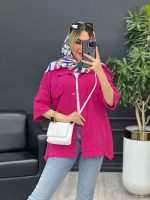 مانتو سرشانه پاگن دو جیب کد 4522 - تصویر 8