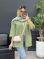 مانتو سرشانه پاگن دو جیب کد 4522 - تصویر 2