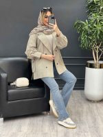 مانتو لینن پشت پاگن دو جیب کد 4485 - تصویر 7