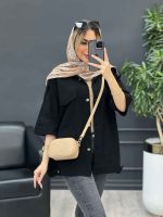 مانتو سرشانه پاگن دو جیب کد 4522 - تصویر 7