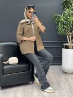 مانتو سرشانه پاگن دو جیب کد 4522 - تصویر 13
