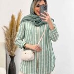 شومیز راه راه لوزی دار کد 4554