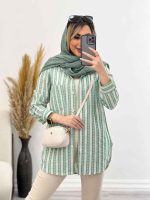 شومیز راه راه لوزی دار کد 4554