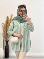 شومیز راه راه لوزی دار کد 4554 - تصویر 15
