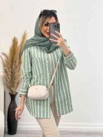 شومیز راه راه لوزی دار کد 4554 - تصویر 6