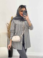 شومیز راه راه لوزی دار کد 4554 - تصویر 4