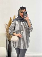شومیز راه راه لوزی دار کد 4554 - تصویر 9