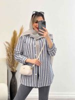 شومیز راه راه لوزی دار کد 4554 - تصویر 13