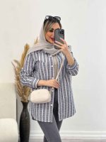 شومیز راه راه لوزی دار کد 4554 - تصویر 3