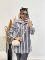 شومیز راه راه لوزی دار کد 4554 - تصویر 8