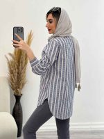شومیز راه راه لوزی دار کد 4554 - تصویر 16