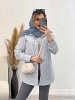 شومیز راه راه لوزی دار کد 4554 - تصویر 2
