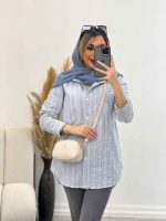 شومیز راه راه لوزی دار کد 4554 - تصویر 7