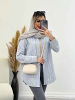 شومیز راه راه لوزی دار کد 4554 - تصویر 5