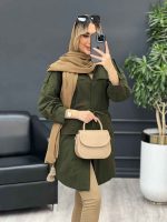 مانتو ژیله دار بغل سه دکمه کد 4552 - تصویر 9