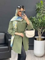 مانتو ژیله دار بغل سه دکمه کد 4552 - تصویر 7