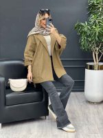 مانتو لینن جیب نما پایین گت کد 4558 - تصویر 15