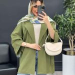 مانتو لینن جیب نما پایین گت کد 4558
