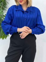 شومیز ساتن راه راه کد 4544 - تصویر 4