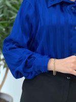 شومیز ساتن راه راه کد 4544 - تصویر 11