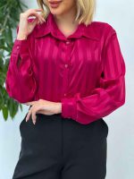شومیز ساتن راه راه کد 4544 - تصویر 3