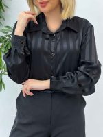 شومیز ساتن راه راه کد 4544 - تصویر 9