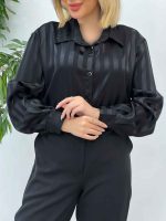 شومیز ساتن راه راه کد 4544 - تصویر 2