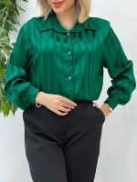 شومیز ساتن راه راه کد 4544 - تصویر 7