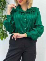 شومیز ساتن راه راه کد 4544 - تصویر 14