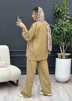 ست مانتو و شلوار کتان کد 4551 - تصویر 6