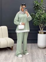 مانتو شلوار جلو بسته یقه دار کد 4593 - تصویر 3