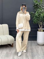مانتو شلوار جلو بسته یقه دار کد 4648