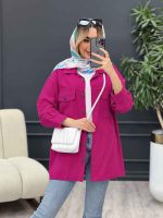 مانتو لینن چهار جیب برش دار کد 4597 - تصویر 6