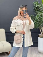 مانتو لینن چهار جیب برش دار کد 4597 - تصویر 3