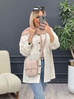مانتو لینن چهار جیب برش دار کد 4597 - تصویر 9
