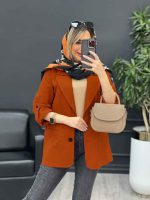 مانتو لینن دو دکمه جیب نما کد 4595 - تصویر 18