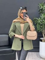 مانتو لینن دو دکمه جیب نما کد 4595 - تصویر 15