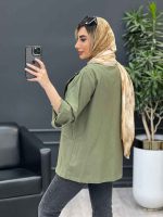 مانتو لینن دو دکمه جیب نما کد 4595 - تصویر 4
