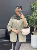 مانتو لینن دو دکمه جیب نما کد 4595 - تصویر 2