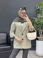 مانتو لینن دو دکمه جیب نما کد 4595 - تصویر 10