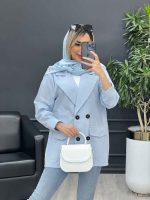 مانتو لینن چهاردکمه پشت پاگن کد 4596 - تصویر 7