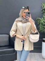 مانتو لینن دو دکمه جیب نما کد 4595 - تصویر 3