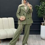 ست مانتو و شلوار لینن چهار دکمه کد 4598