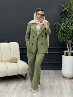 ست مانتو و شلوار لینن چهار دکمه کد 4598 - تصویر 13