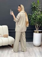 ست مانتو و شلوار لینن چهار دکمه کد 4598 - تصویر 11