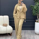 ست کت و شلوار یقه انگلیسی تک دکمه کد 4591