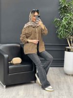 مانتو کتان چهار جیب زاپ دار کد 4549 - تصویر 5