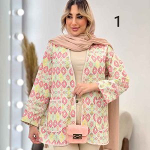 مانتو طرح دار نوار دوزی دو جیب کد 4625